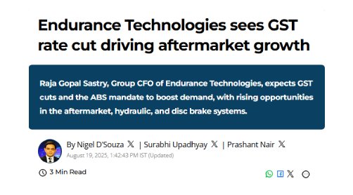 Endurance Technologies sees GST rate cut driving aftermarket growth